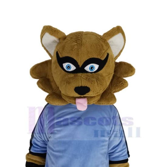 brun Raton laveur Costume de mascotte Animal en maillot bleu