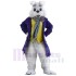 Elegant Wendell Rabbit Mascot Costume Animal in Purple and Yellow Suit