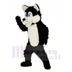 Long Wool Big Black Wolf Mascot Costume Animal