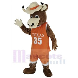 Texas Longhorns Bull Maskottchen Kostüm in Orange Jersey Tier