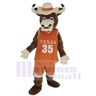 Disfraz de mascota de toro de cuernos largos de Texas en Jersey naranja Animal