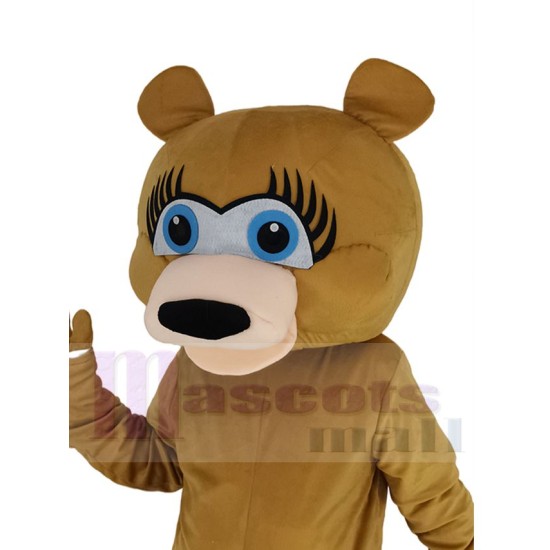 Long Eyelashes Bear Mascot Costume Animal