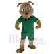 Power Muscles Bulldog Mascot Costume Animal in Green Jersey