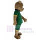 Power Muscles Bulldog Mascot Costume Animal in Green Jersey