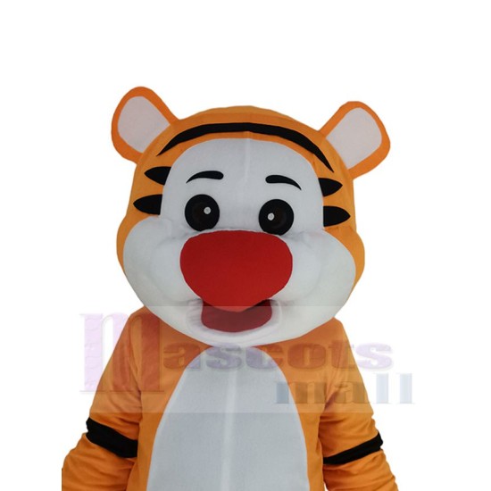 Orange Tiger Mascot Costume Animal with Red Big Nose