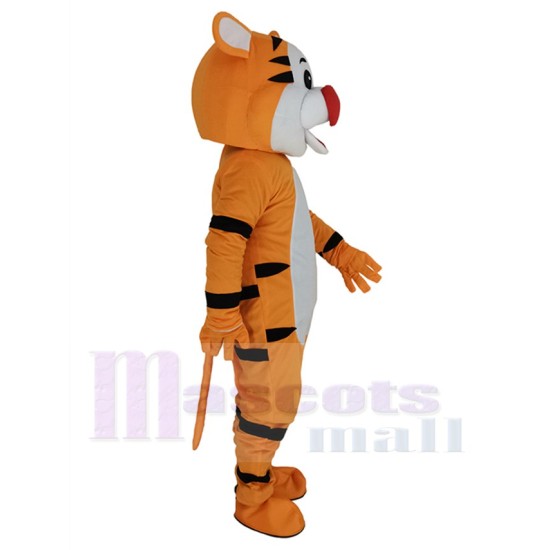 Orange Tiger Mascot Costume Animal with Red Big Nose