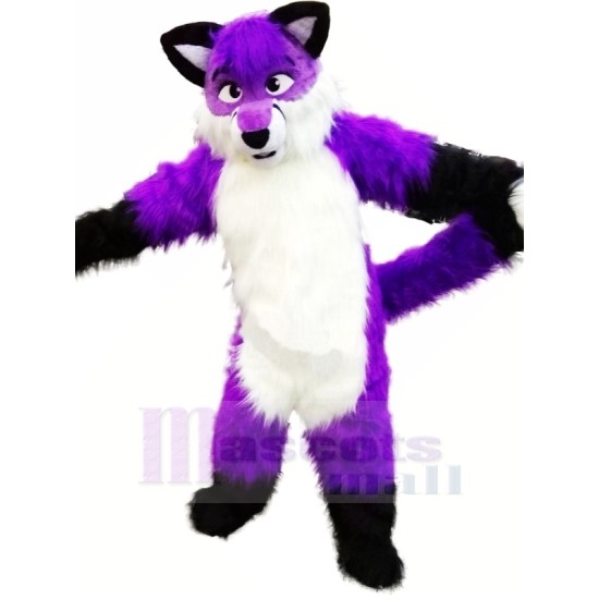 Purple Wolf Husky Mascot Costume