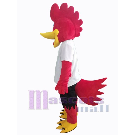 Red Roadrunner in White Shirt Mascot Costume Animal