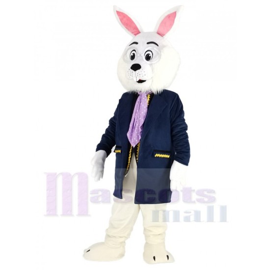 Rabbit in Blue Suit Easter Bunny Mascot Costume