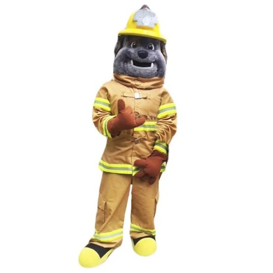 Smiling British Bulldog Fire Dog Mascot Costume