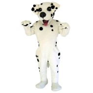 Happy Black Spotted White Dog Mascot Costume