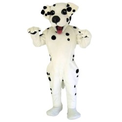 Happy Black Spotted White Dog Mascot Costume