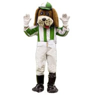 Football Dog Mascot Costume with Green and White Jersey