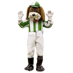 Costume de mascotte de chien de football avec maillot vert et blanc