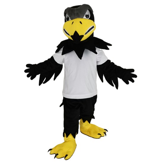 Fierce Falcon Eagle in White T-shirt Mascot Costume