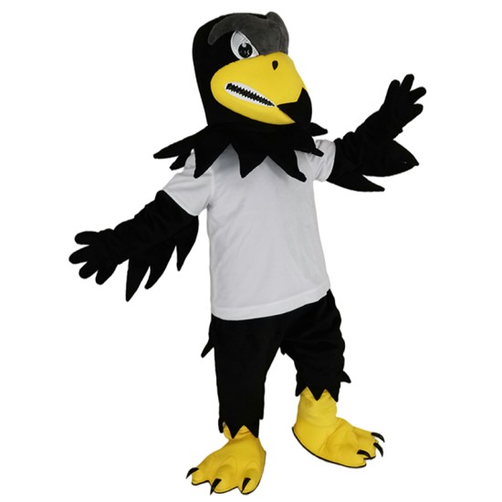 Fierce Falcon Eagle in White T-shirt Mascot Costume