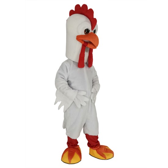 Miserable White Rooster Chicken Mascot Costume