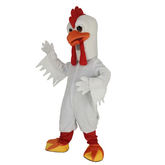 Miserable White Rooster Chicken Mascot Costume