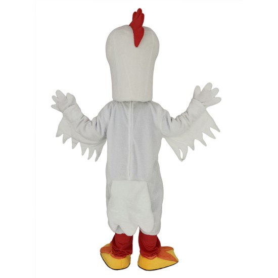 Miserable White Rooster Chicken Mascot Costume