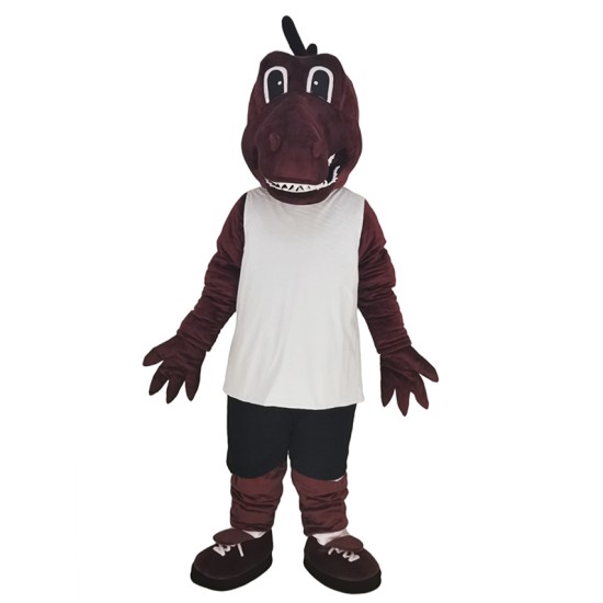 Red Dragon Athlete in White T-shirt Mascot Costume