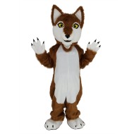 Brown Wolf with Yellow Eyes Mascot Costume Animal