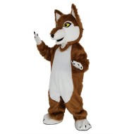 Brown Wolf with Yellow Eyes Mascot Costume Animal