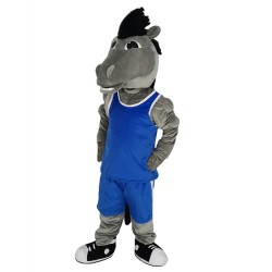 Mustang gris en traje de la mascota de Jersey azul real Animal