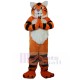 Grave Orange Tiger Mascot Costume with White Fur Animal