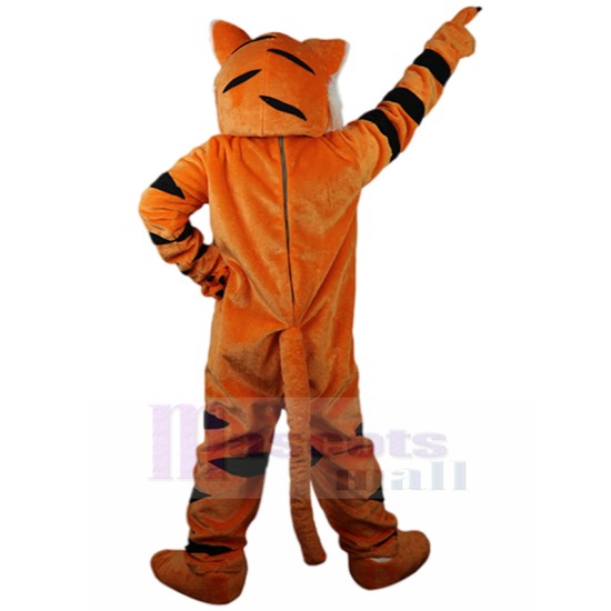 Grave Orange Tiger Mascot Costume with White Fur Animal