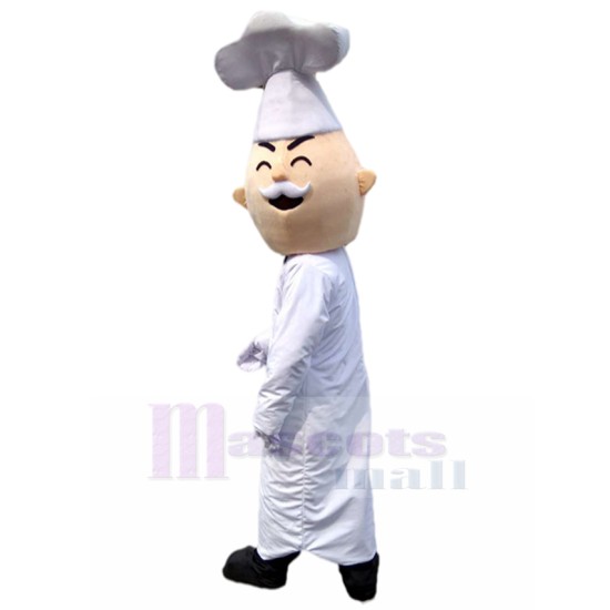 Smiling Experienced Chef Mascot Costume with Beard People