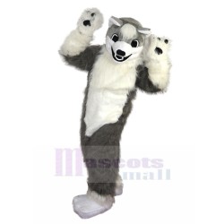 Furry Grey and White Wolf Husky Dog Mascot Costume Animal