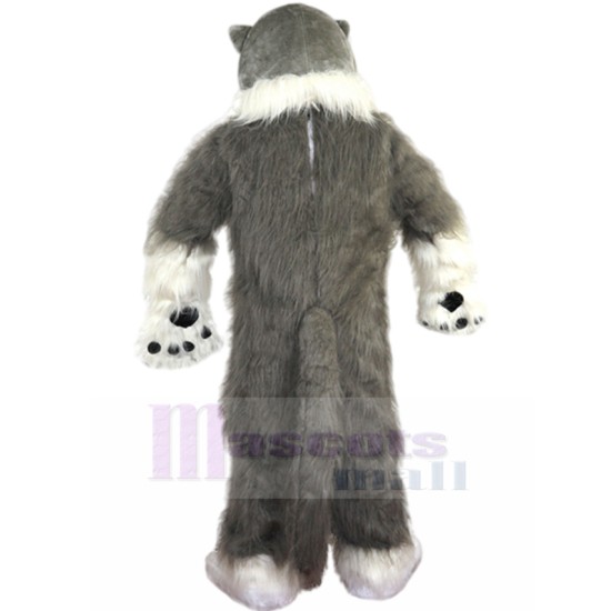 Furry Grey and White Wolf Husky Dog Mascot Costume Animal