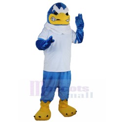 Resentful Blue Eagle Mascot Costume in White T-shirt Animal