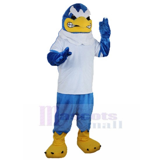 Resentful Blue Eagle Mascot Costume in White T-shirt Animal