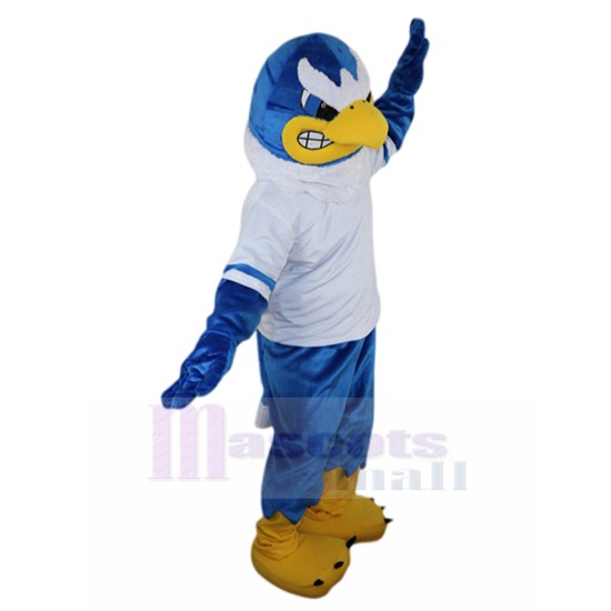 Resentful Blue Eagle Mascot Costume in White T-shirt Animal