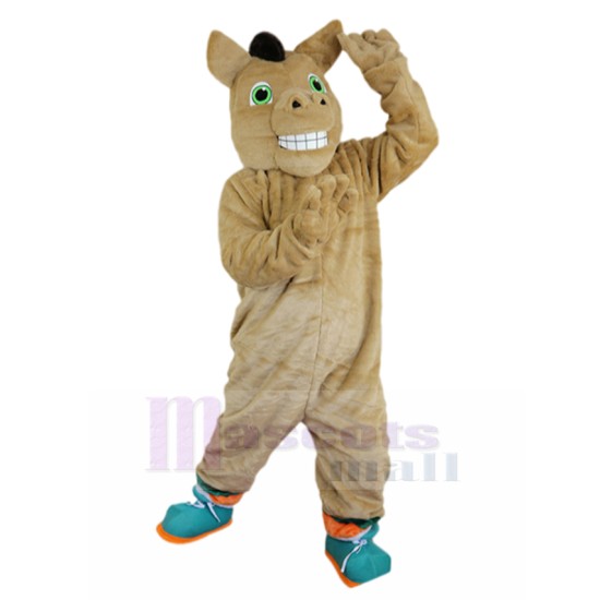 Grinning Khaki Horse Mascot Costume Animal