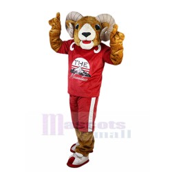 Argali brun Costume de mascotte en maillot rouge Animal