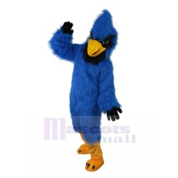 Furry Blue Eagle Mascot Costume with Black Face Animal