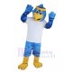 Sport Blue Bird Mascot Costume in White T-shirt Animal