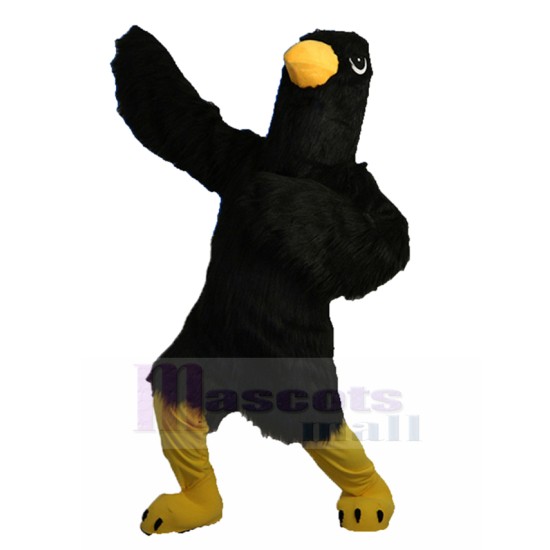 Thoughtful Black Eagle Mascot Costume with Long Fur Animal