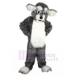 Long haired Grey Dog Mascot Costume with Big Ears Animal