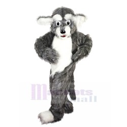 Long haired Grey Dog Mascot Costume with Big Ears Animal