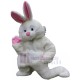 Furry White Rabbit Easter Bunny Mascot Costume Animal