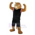 Powerful Brown Leopard Mascot Costume in Black Jersey Animal