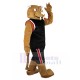 Powerful Brown Leopard Mascot Costume in Black Jersey Animal