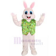 Easter Rabbit Bunny Rabbit Mascot Costume in Green Vest Adult Size Fancy Dress