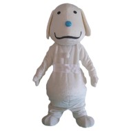 Costume de mascotte de chien Labrador Retriever blanc avec animal au nez bleu