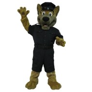 German Shepherd Dog Mascot Costume with Black Police Uniform Animal