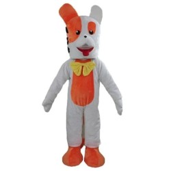 Funny White and Orange Dog Mascot Costume with Yellow Bow Tie Animal