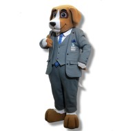 Judiciary Officer Beagle Dog Mascot Costume with Gray Suit Animal